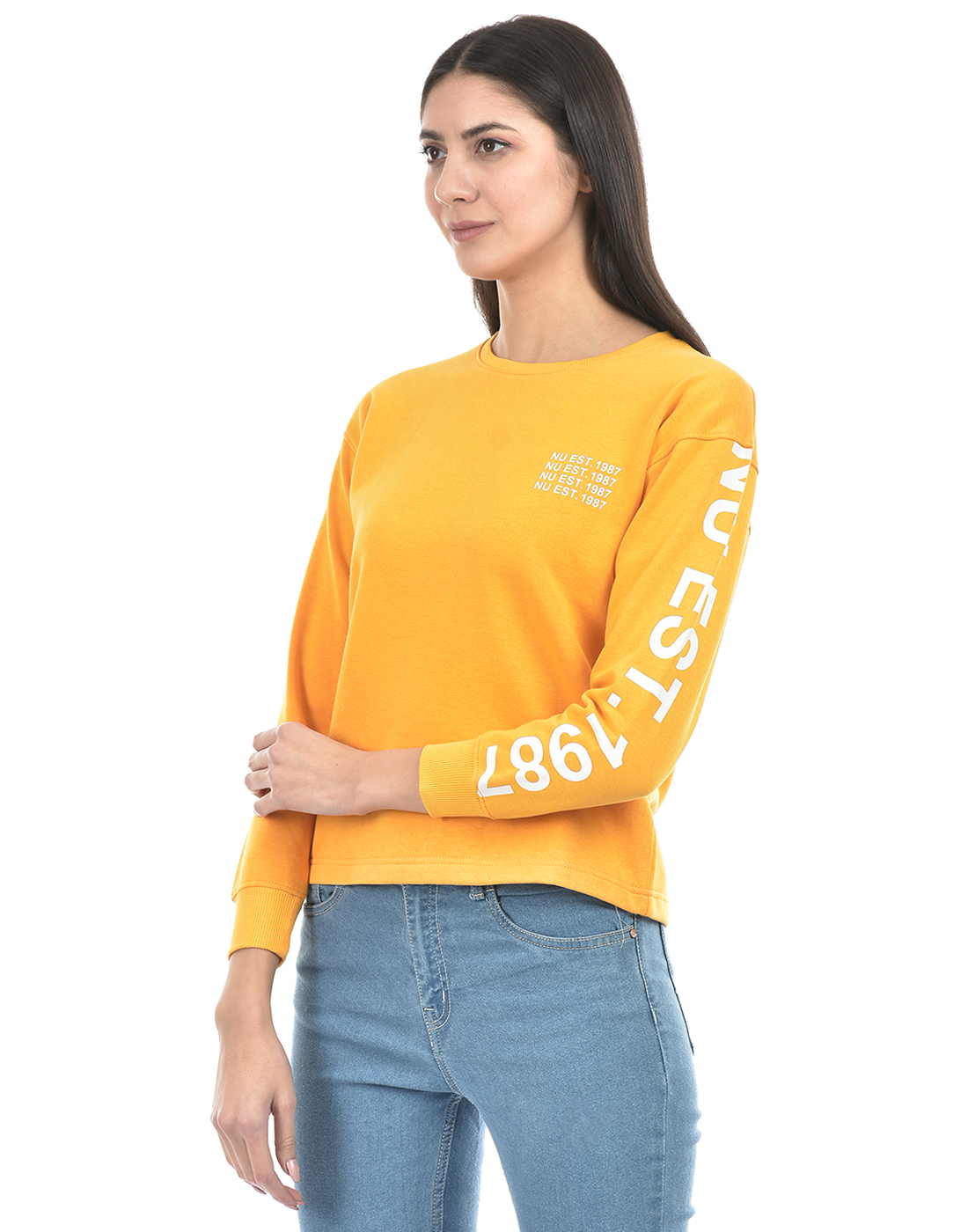 Numero Uno Women Typography Yellow Sweat Shirt